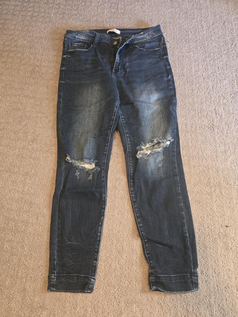 KanCan Mid-Rise Signature Distressed Blue Jeans